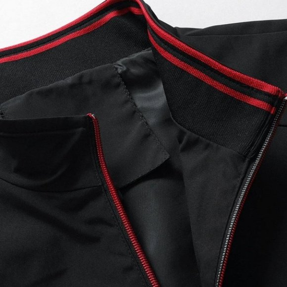 Black And Red Mens Zip Up Jacket - Picture 5 of 7